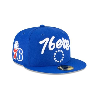 Blue Philadelphia 76ers Hat - New Era NBA NBA Draft Alternate 59FIFTY Fitted Caps USA9410586